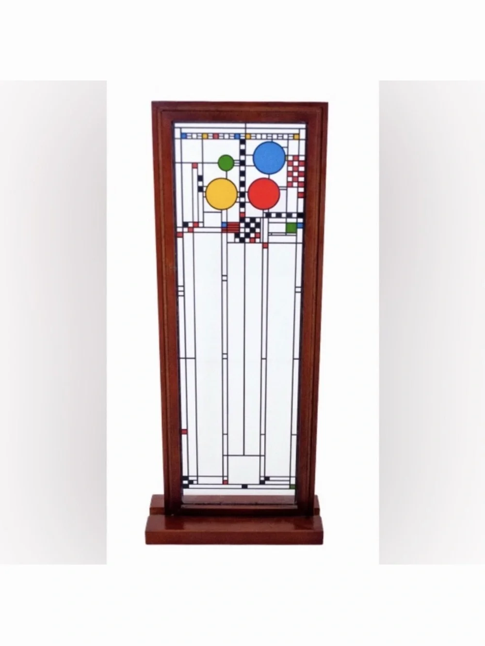 Frank Lloyd Wright MOMA Conley Playhouse Stained Glass Panel/Wood 1997